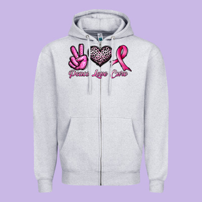 Peace Love Cure Zipper Hoodie Designed By Jahusdesignshop