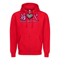 Red peace love cure Zipper Hoodie - JahusDesignShop