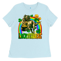 Baby Blue luckysaurus St. Patricks Day Ladies Tee - FaDigitalArtStudio