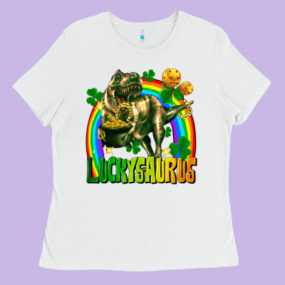 Luckysaurus St. Patricks Day Ladies Tee Designed By Fadigitalartstudio