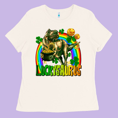 Luckysaurus St. Patricks Day Ladies Tee Designed By Fadigitalartstudio