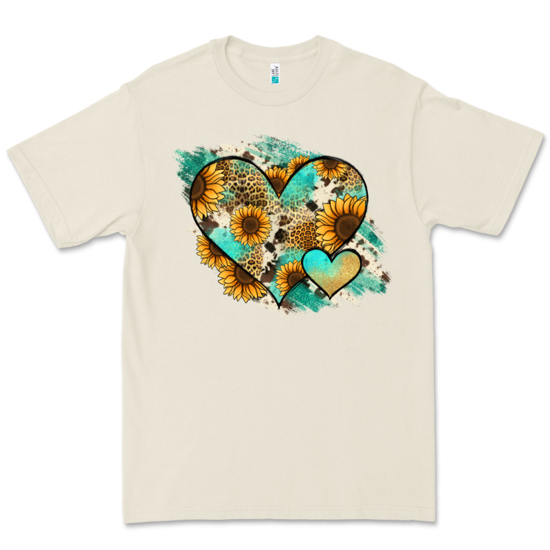 Leopard Sunflower Cowhide Glitter Heart Premium Tee by RanaPortraitStore | Teevron