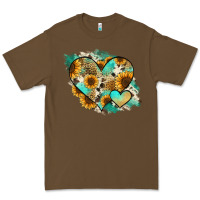 Cacao Leopard Sunflower Cowhide Glitter Heart Premium Tee - RanaPortraitStore