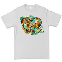 Dove Grey Leopard Sunflower Cowhide Glitter Heart Premium Tee - RanaPortraitStore