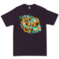Plum Leopard Sunflower Cowhide Glitter Heart Premium Tee - RanaPortraitStore