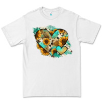 White Leopard Sunflower Cowhide Glitter Heart Premium Tee - RanaPortraitStore