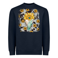 Navy cowhide sunflower gemstone bull skull Heavyweight Sweatshirt - JahusDesignShop