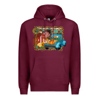 Burgundy Farm Life Fall Barn And Truck Premium Hoodie - Artiststas