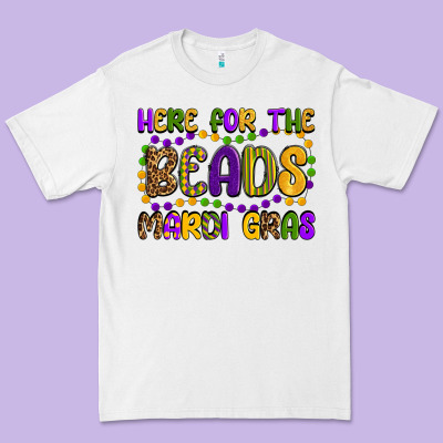 Here For The Beads Mardi Gras Premium Tee Designed By Oliviacreatesart