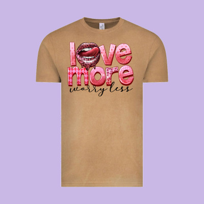 Love More Worry Less Vintage Tee Designed By Fadigitalartstudio