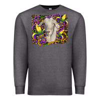 Charcoal Heather mardi gras goat fleur de lis Premium Sweatshirt - RanaPortraitStore