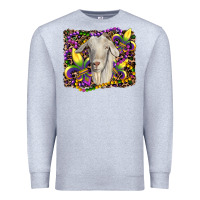 Heather Grey mardi gras goat fleur de lis Premium Sweatshirt - RanaPortraitStore