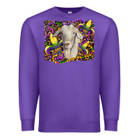 Purple mardi gras goat fleur de lis Premium Sweatshirt - RanaPortraitStore