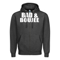 Charcoal Heather bad & boujee Zipper Hoodie - artisFamous