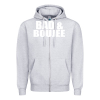 Heather Grey bad & boujee Zipper Hoodie - artisFamous