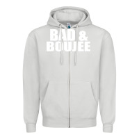 Dove Grey bad & boujee Zipper Hoodie - artisFamous