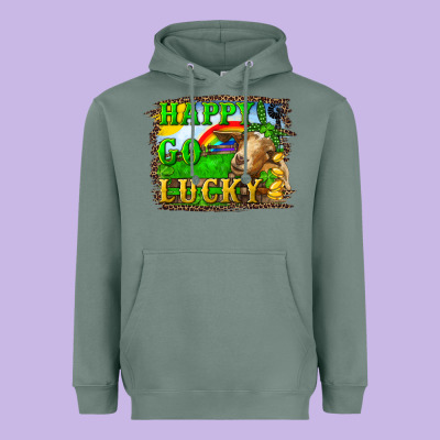 Happy Go Lucky Goat Heavyweight Hoodie Designed By Ranaportraitstore
