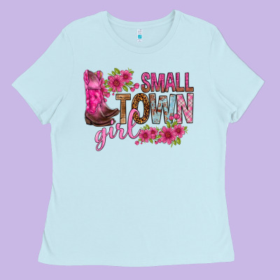 Small Town Girl With Flowers Bbs Ladies Tee Designed By Bundleandbundleshop