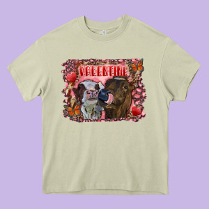 Valentine Heifers Heavy Core Tee Designed By Ranaportraitstore