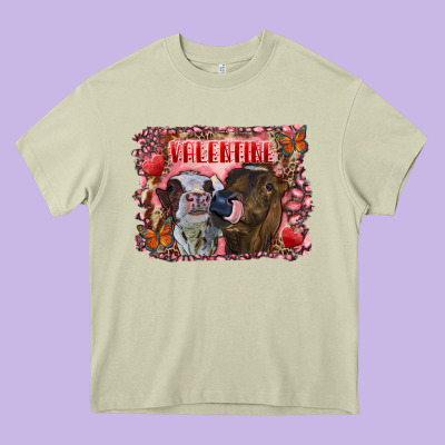 Valentine Heifers Heavy Core Tee Designed By Ranaportraitstore