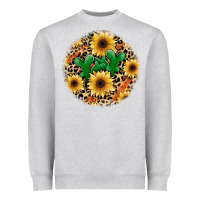 Heather Grey leopard cactus sunflower Heavyweight Sweatshirt - JahusDesignShop