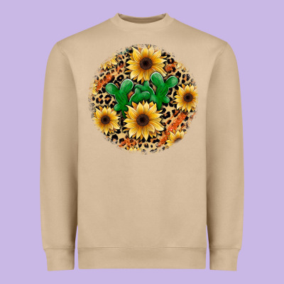 Leopard Cactus Sunflower Heavyweight Sweatshirt Designed By Jahusdesignshop
