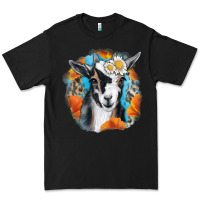 Black Daisy Goat With Background Premium Tee - RanaPortraitStore