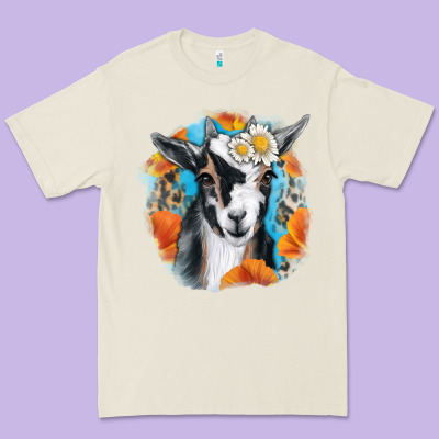 Daisy Goat With Background Premium Tee Designed By Ranaportraitstore