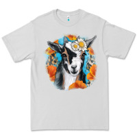 Dove Grey Daisy Goat With Background Premium Tee - RanaPortraitStore
