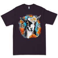 Plum Daisy Goat With Background Premium Tee - RanaPortraitStore