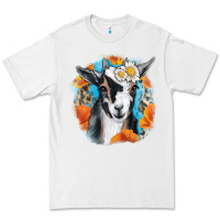 White Daisy Goat With Background Premium Tee - RanaPortraitStore