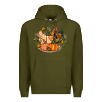 Army Green fall coop animals pumpkin Premium Hoodie - Artiststas