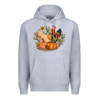 Heather Grey fall coop animals pumpkin Premium Hoodie - Artiststas