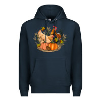 Navy fall coop animals pumpkin Premium Hoodie - Artiststas