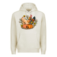 Oatmeal Heather fall coop animals pumpkin Premium Hoodie - Artiststas