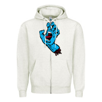 Oatmeal Heather santacruz screaming hand Zipper Hoodie - artisFamous