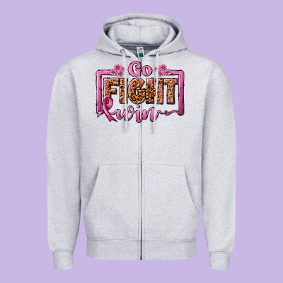 Go Fight Win Zipper Hoodie Designed By Jahusdesignshop