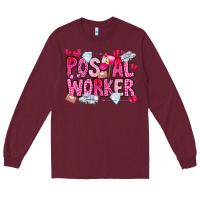 Burgundy Postal Worker Long Sleeve Tee - CowhideDigitalArt