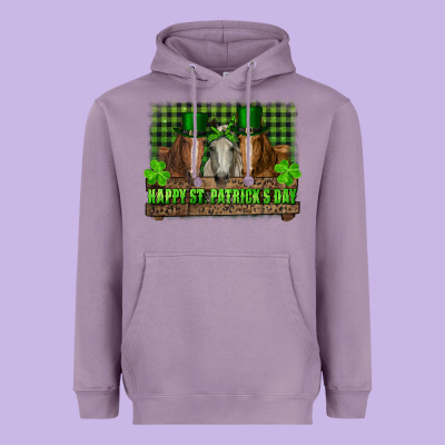 Happy St. Patrick's Day Horses With Leprechaun Hat And Bandana Heavyweight Hoodie Designed By Ranaportraitstore