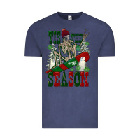 Vintage Denim tis the season skeleton snowboard Vintage Tee - FaDigitalArtStudio