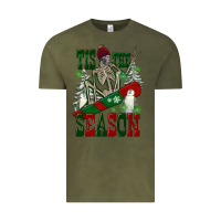 Vintage Olive tis the season skeleton snowboard Vintage Tee - FaDigitalArtStudio