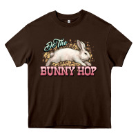 Chocolate Brown Do the Bunny hop Easter Day Heavy Core Tee - HowdyJamesFarm