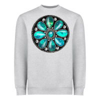 Heather Grey turquoise gemstone Heavyweight Sweatshirt - JahusDesignShop