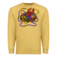 Antique Gold mardi gras craw fish king cake with leopard Premium Sweatshirt - RanaPortraitStore