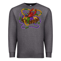 Charcoal Heather mardi gras craw fish king cake with leopard Premium Sweatshirt - RanaPortraitStore