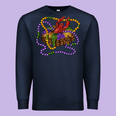 Mardi Gras Craw Fish King Cake With Leopard Premium Sweatshirt Designed By Ranaportraitstore