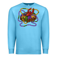 Ocean Blue mardi gras craw fish king cake with leopard Premium Sweatshirt - RanaPortraitStore