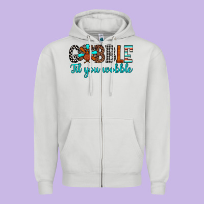 Gobble Til Tou Wobble Zipper Hoodie Designed By Jahusdesignshop