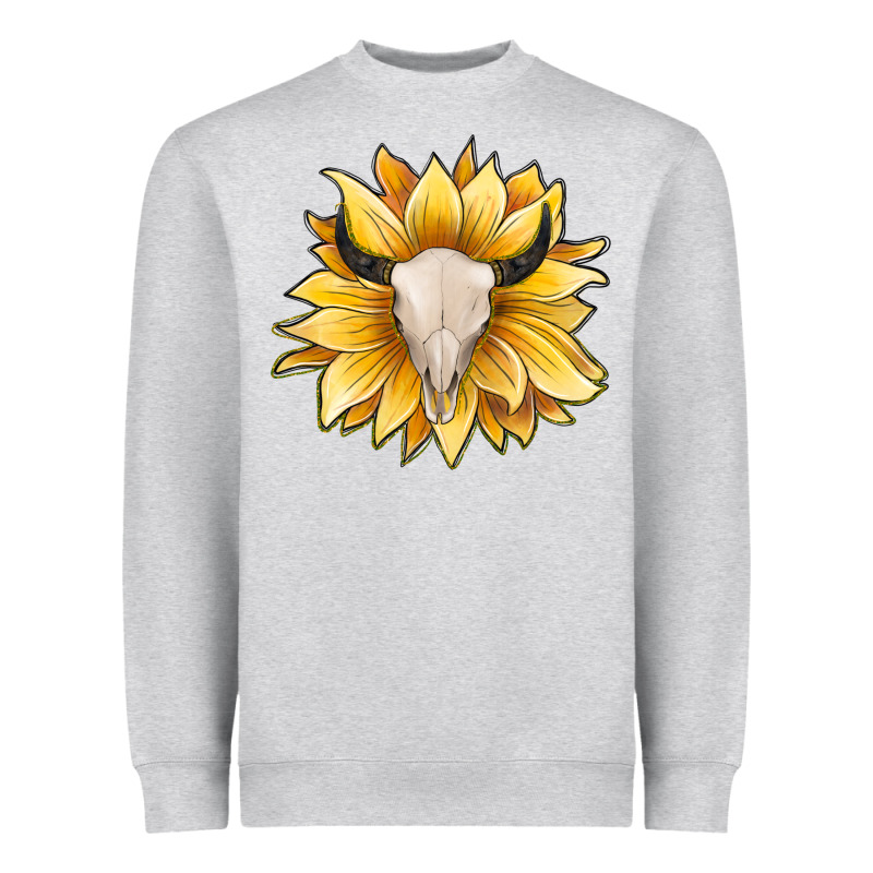 Sunflower Bull Skull Heavyweight Sweatshirt by JahusDesignShop | Teevron