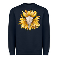 Navy sunflower bull skull Heavyweight Sweatshirt - JahusDesignShop